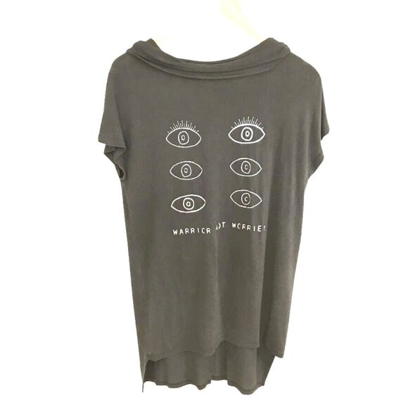 LIFE CLOTHING CO Women Hooded Graphic Tee Warrior Not Worrier Eye Modal Top S - Picture 1 of 8
